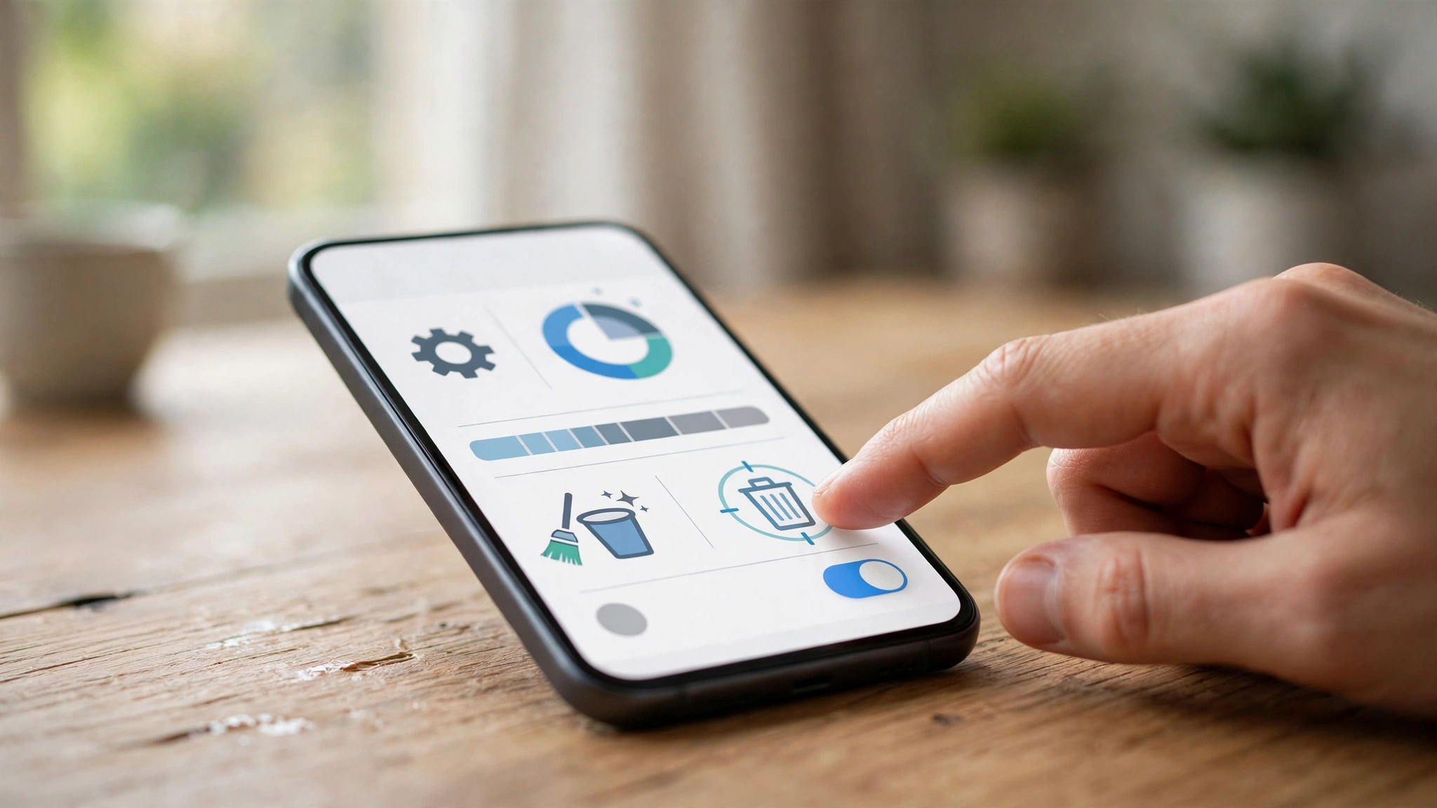 Hand holding a smartphone with app settings open for troubleshooting